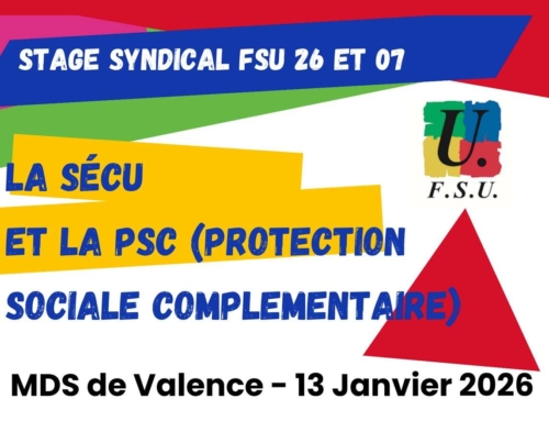 Sécu et PSC : stage FSU 26 et 07 le mardi 13 janvier